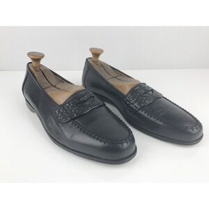 Cable &‎ Co. Mens Loafers Black Leather Dress Shoes Woven Italy Size US 11
